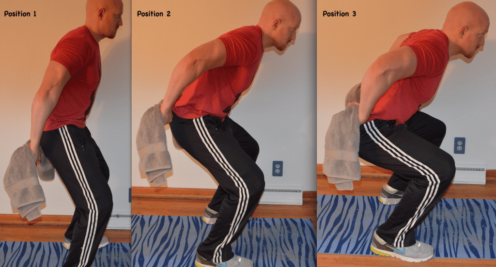 Behind Back Arm Lift with Squat with towel