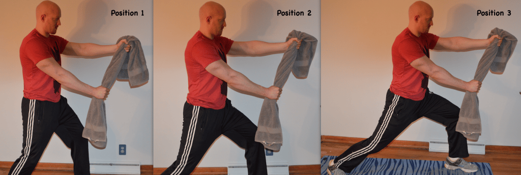 rope pulling with lunge towel exercise