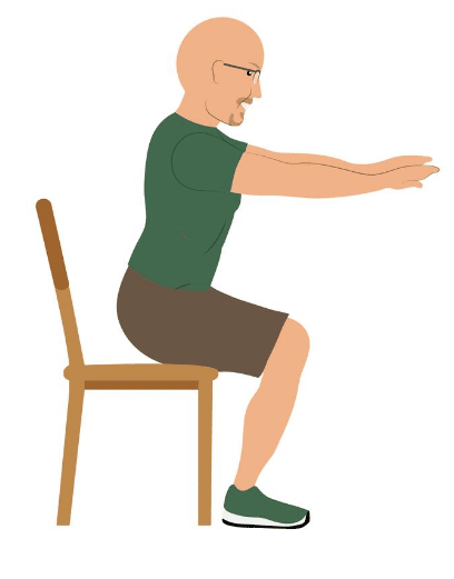 Stand position of sit to stand exercise.