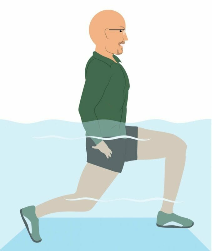 Forward lunges in water