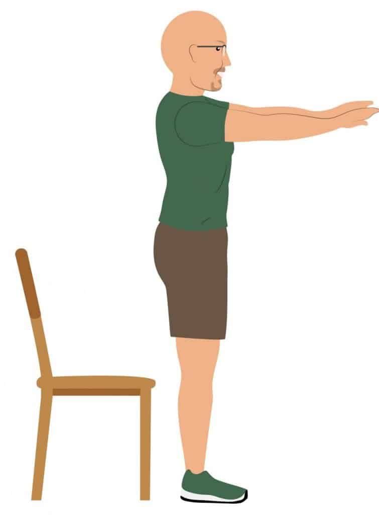 Sit to stand with overhead reach step 2