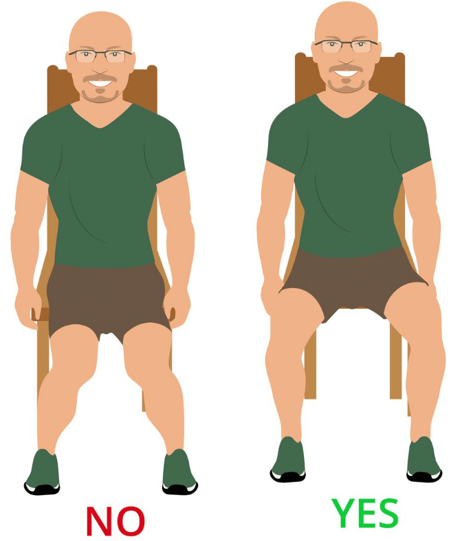 While standing from sitting position allow your knees to collapse inward.
