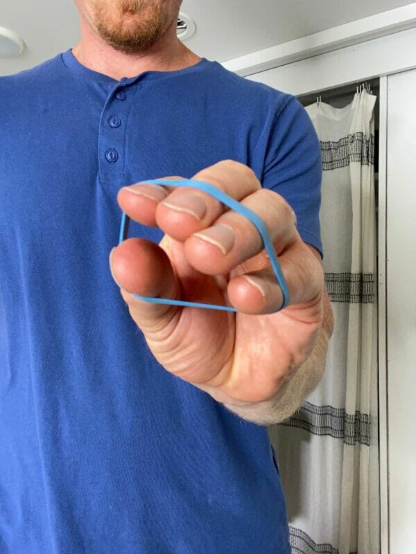 thumb strengthening exercise: finger spring step 1