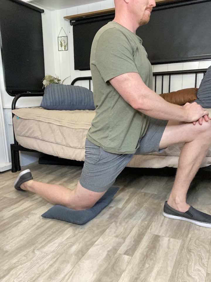 Best hip flexor stretches for older adults: Half-kneeling hip flexor stretch step 1